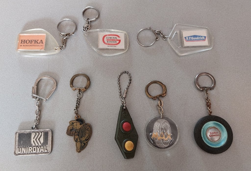 8x Vintage Banden Sleutelhanger, Engelbert, Kleber, Goodrich, Ophalen of Verzenden, Gebruikt, Gebruiksvoorwerp