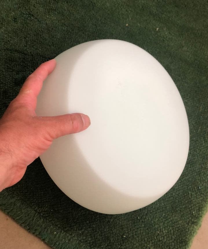 Vintage Bega Plafondlamp – Opaline Glas – Ø30cm, Ophalen of Verzenden, Gebruikt, Glas