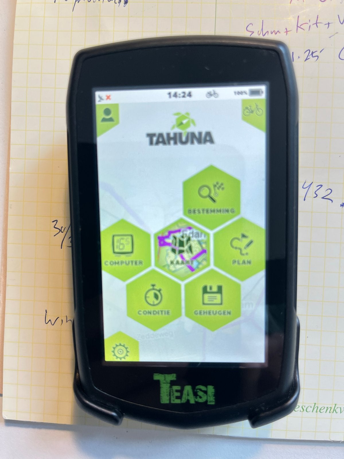 Teasi fietsnavigatie - Tahuna, Fietsen en Brommers, Fietsaccessoires | Fietscomputers, Ophalen, GPS, Gebruikt
