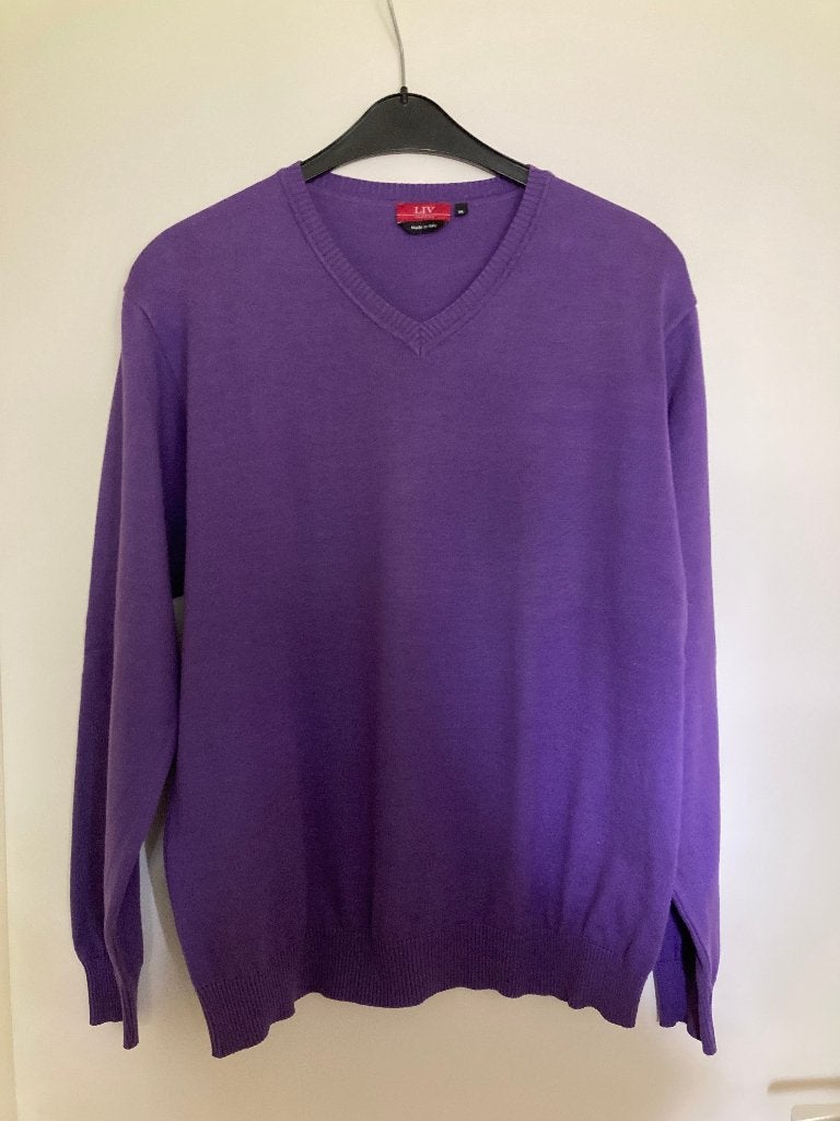 Paarse V-hals trui maat XL merk LIV, LIV, Paars, Maat 56/58 (XL), Ophalen of Verzenden