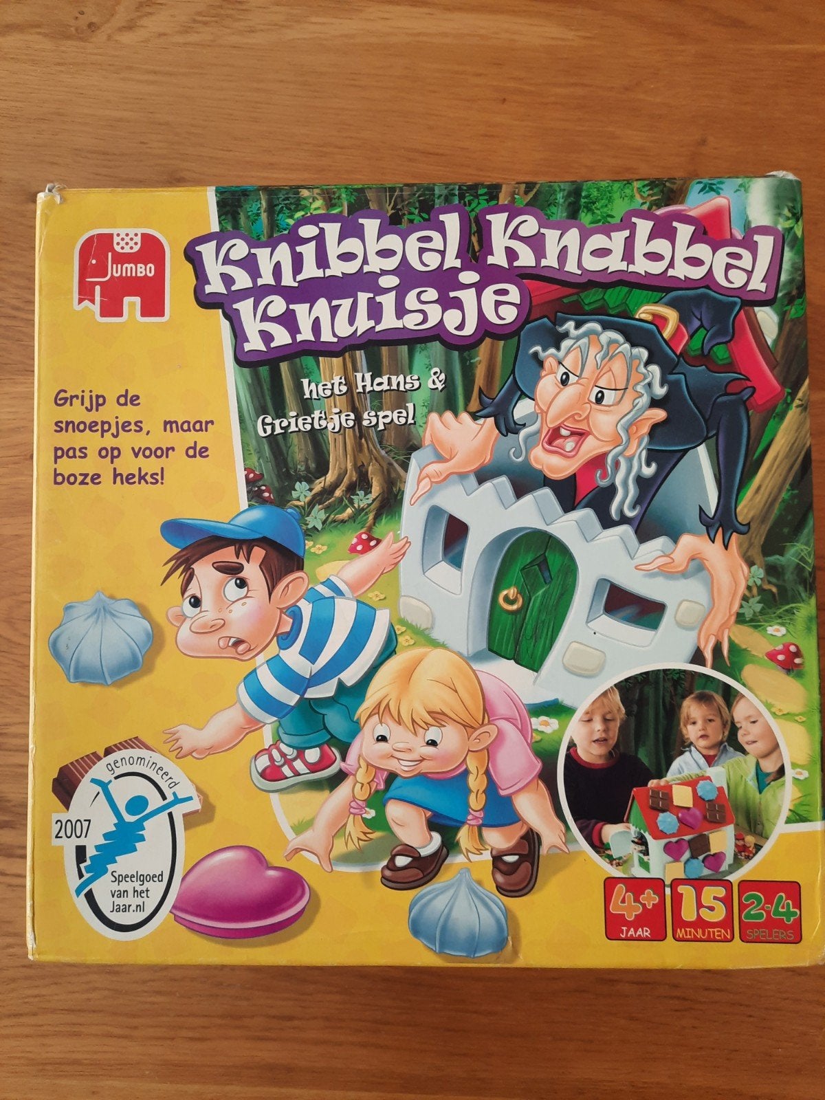 Knibbel Knabbel Knuisje met echte poppetjes, Drie of vier spelers, Ophalen of Verzenden, Gebruikt, Jumbo