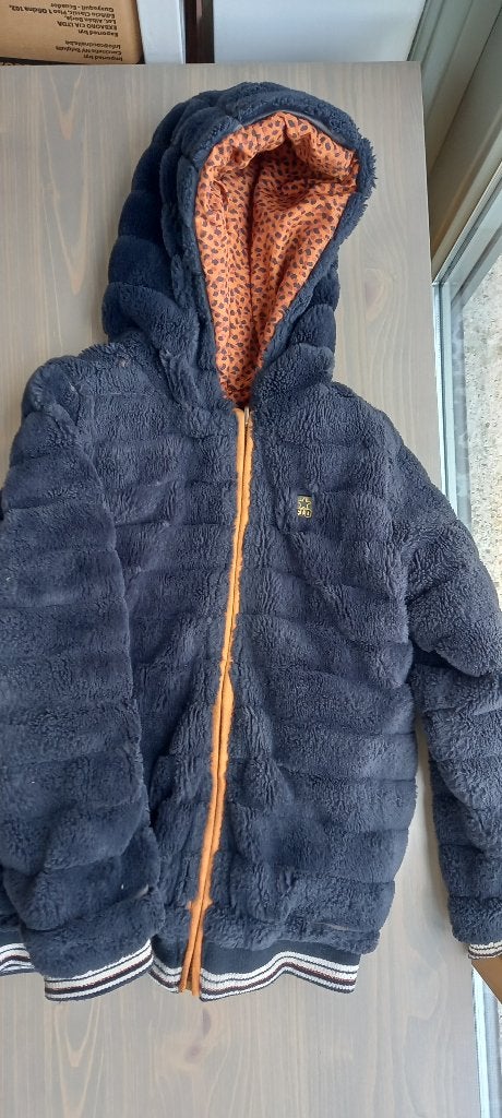 Like Flo omkeerbare jas bruin zwart luipaar print maat 152, Meisje, Ophalen of Verzenden, Zo goed als nieuw, Like flo