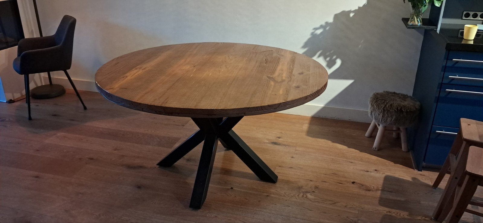 Wehkamp Home eetkamertafel Jon (140 cm) - Ecru, Rond, Zo goed als nieuw, Vier personen, Ophalen