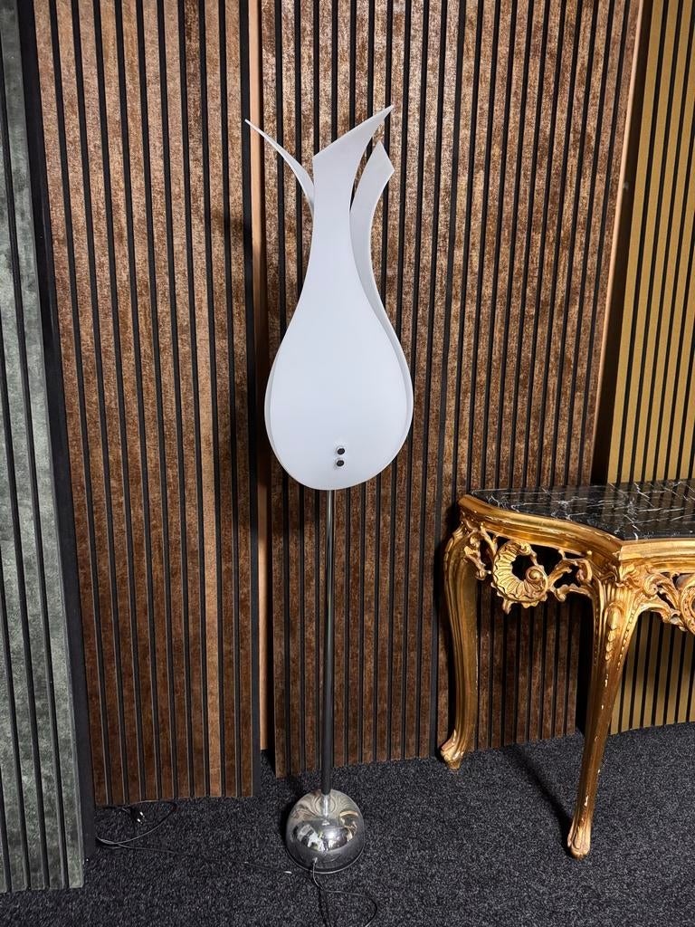 2 Witte Tulp Lampen van Celik Dizayn - Chroom & Kunststof, Ophalen, Gebruikt, Kunststof, 150 tot 200 cm