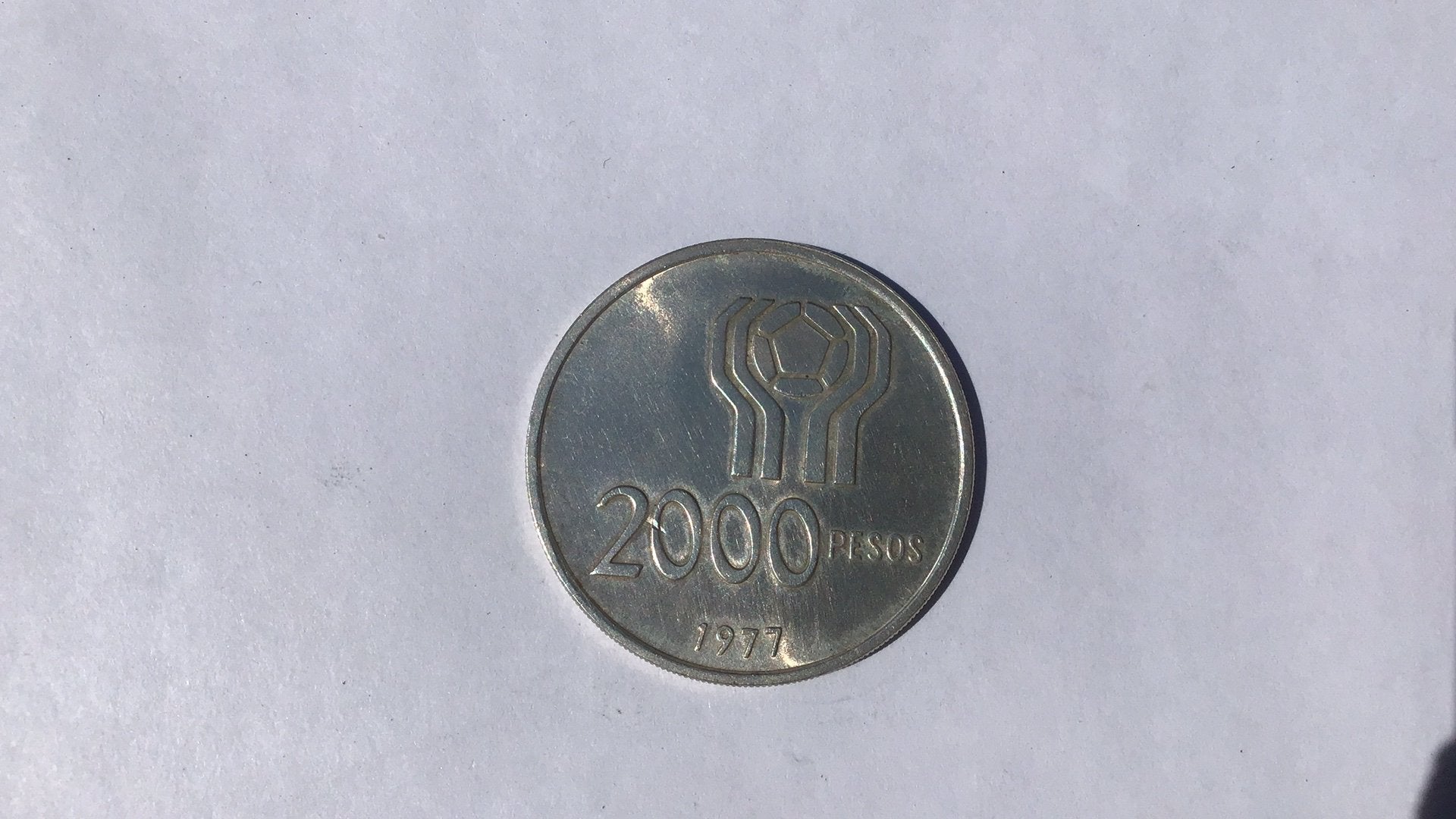 Argentinie zilveren 2000 pesos 1977 WK voetbal 1978., Ophalen of Verzenden