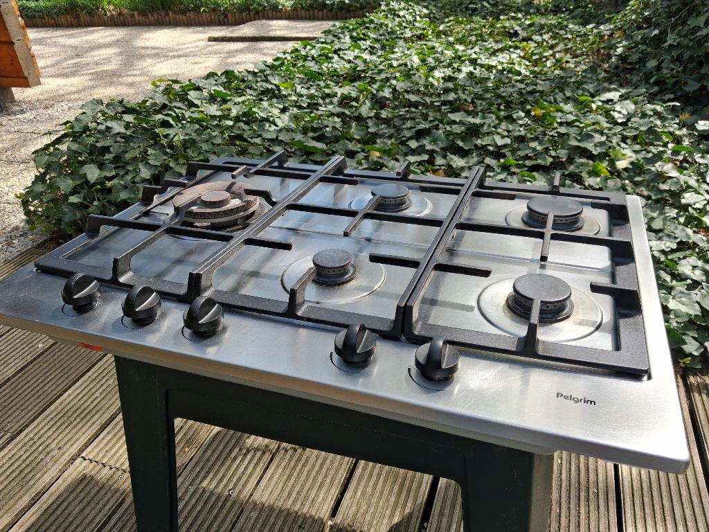 RVS Kookplaat Pelgrim GKB677 - ingesteld voor propaangas, Witgoed en Apparatuur, Kookplaten, Ophalen, Gebruikt, Inbouw, Gas