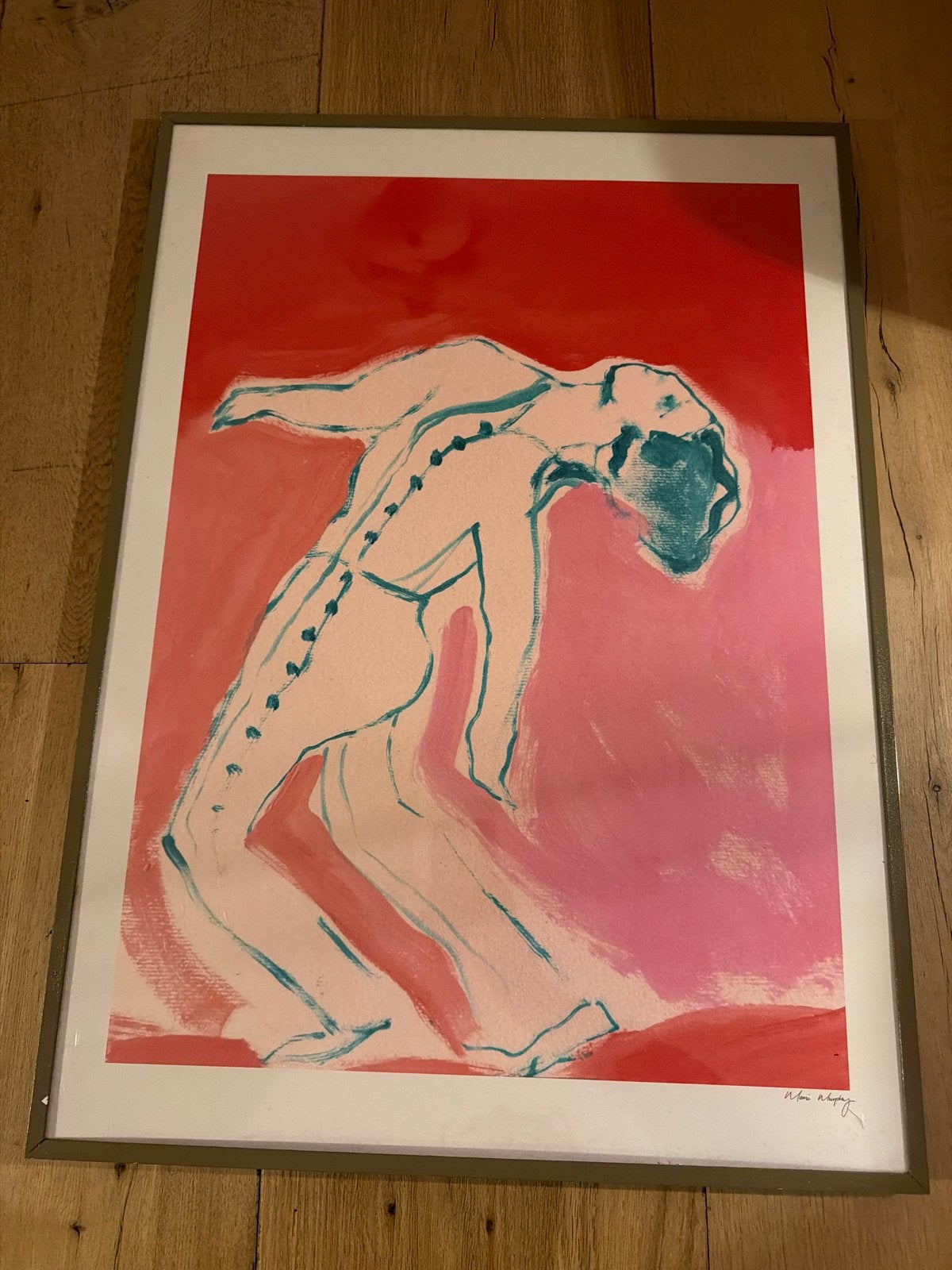 Ingelijste poster met abstract figuur, Verzamelen, Ophalen, Gebruikt, Met lijst