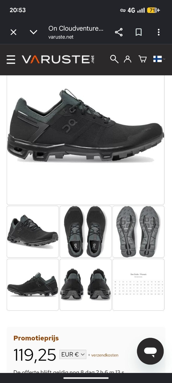 On Cloudventure Peak Women hiking maat 36, Ophalen of Verzenden, Nieuw, Blauw, Wandelschoenen