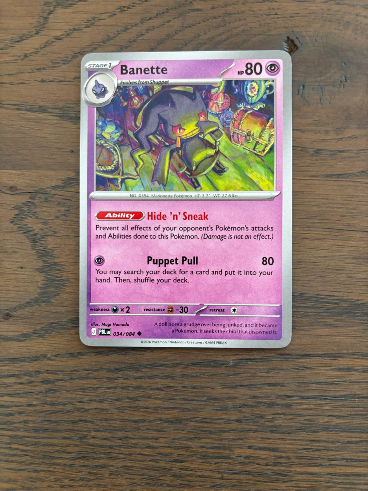 Banette Pokémon Kaart 034/084 - Nieuwstaat, Ophalen of Verzenden, Nieuw, Losse kaart