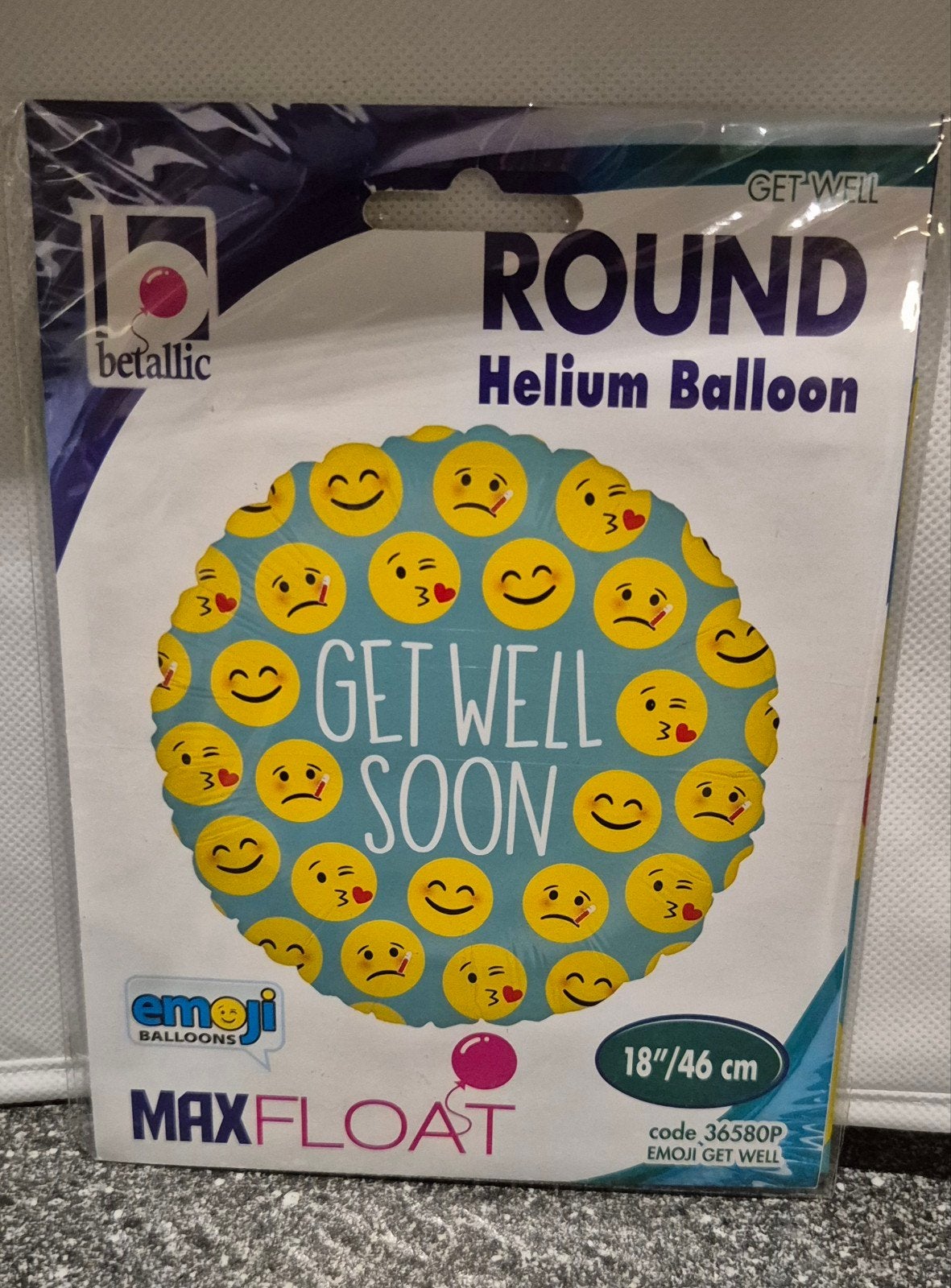 Get Well Soon Emoji Helium Ballon - 46 cm, Ophalen of Verzenden, Nieuw, Feestartikel, Overige