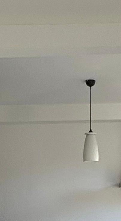 Hanglamp - witte conische kap zwarte fitting+gratis fitting, Ophalen, Zo goed als nieuw, Glas, 50 tot 75 cm