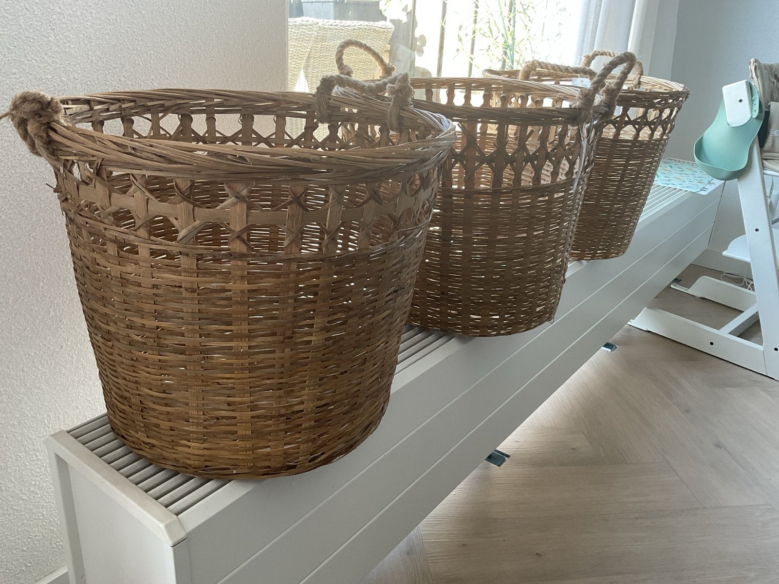 Nieuwe Intratuin Set van 3 rieten manden met handvatten, Ophalen, Gevlochten, Mand, Rond