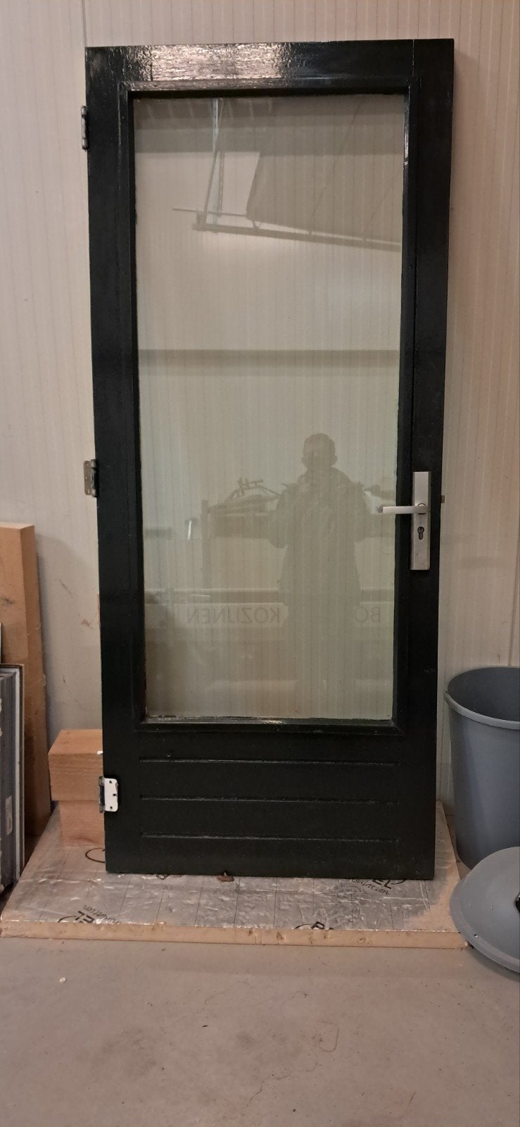 Hardhouten achterdeur 890x2110, rechtsdraaiend, dubbelglas, Ophalen, Gebruikt, 80 tot 100 cm, Buitendeur