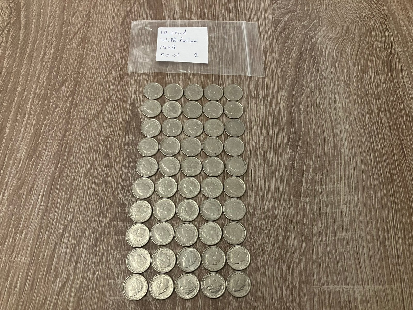 10 cent gulden 1948 jaar 50 stuks., Postzegels en Munten, Ophalen of Verzenden, Koningin Wilhelmina, 10 cent, Setje