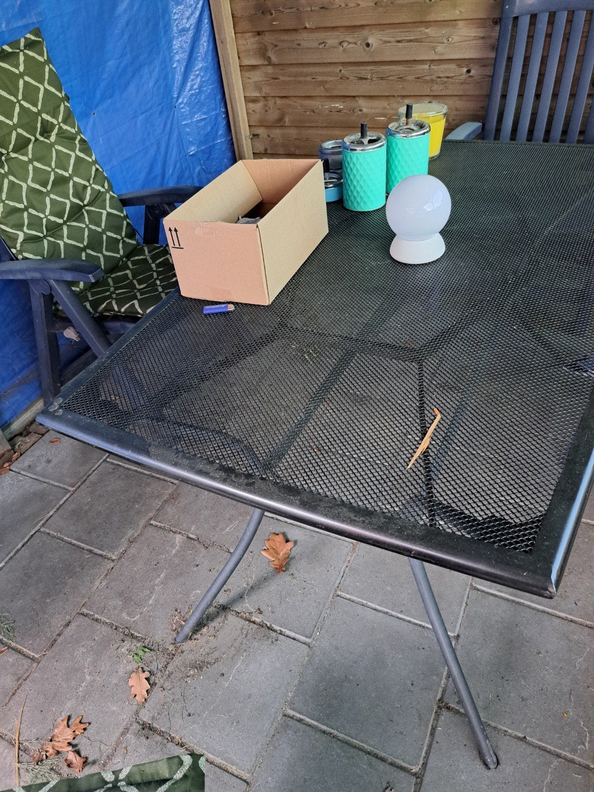 Leuke tuin zet tafel met 4stoelen met kussens, Ophalen, Gebruikt