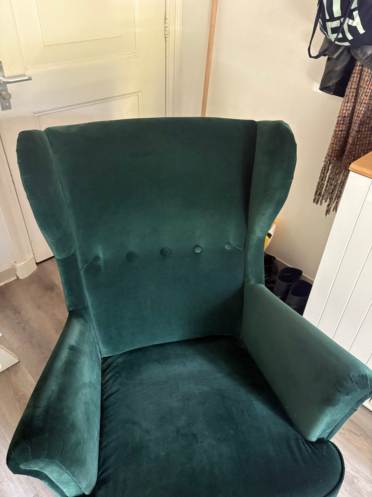 Green armchair, Huis en Inrichting, Ophalen, Gebruikt, Stof, 75 tot 100 cm