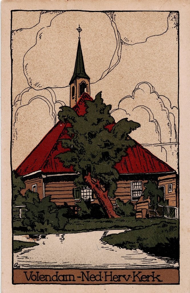 Volendam – Ned. Herv. Kerk., Ophalen of Verzenden, 1920 tot 1940, Ongelopen, Noord-Holland