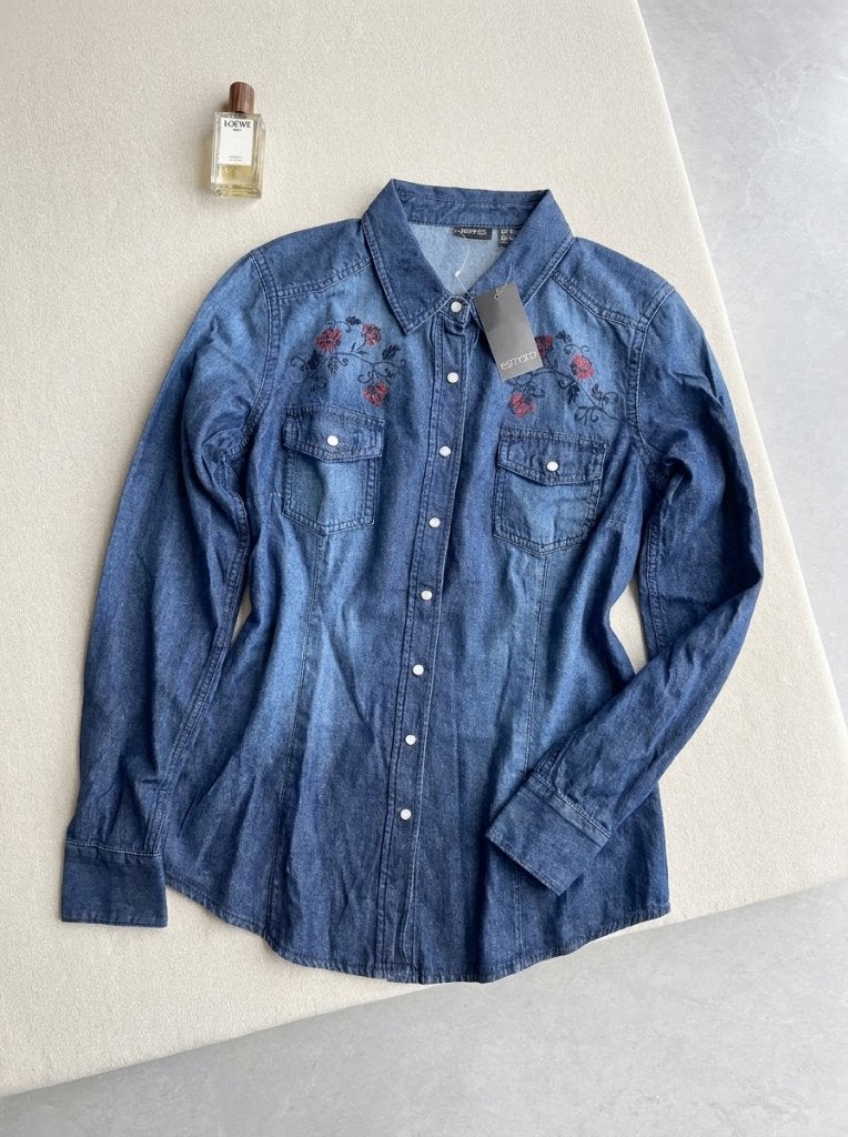 Donkerblouwe Spijkerblouse Dames - Maat L, Blauw, Maat 42/44 (L), Nieuw, Esmara