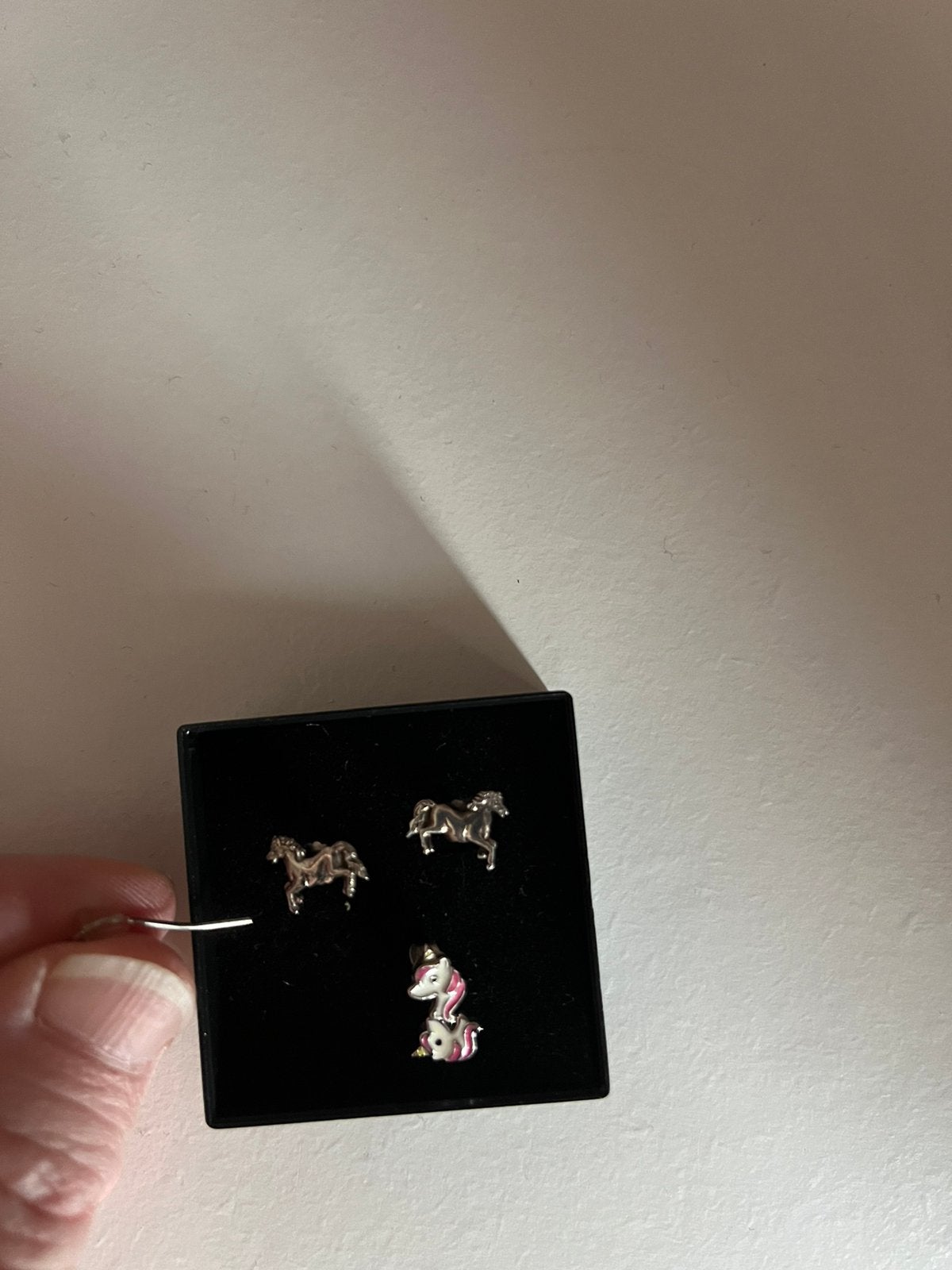 Oorbellen echt zilver paard en unicorn, Ophalen of Verzenden, Zo goed als nieuw, Zilver