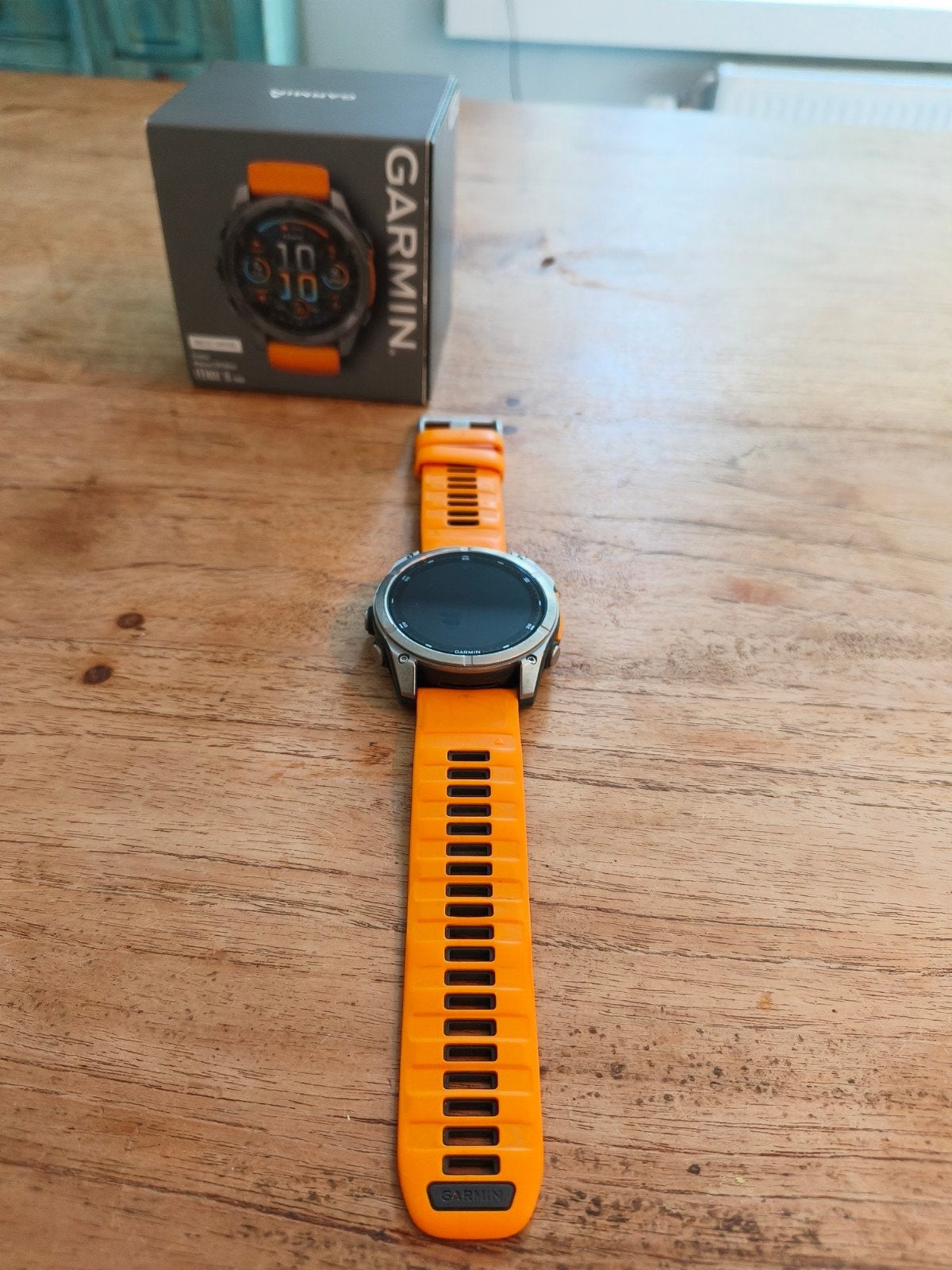 Garmin Fenix 8 AMOLED 51mm Saphire, Sieraden, Tassen en Uiterlijk, Sporthorloges, Gebruikt, Garmin, Oranje, Ophalen of Verzenden