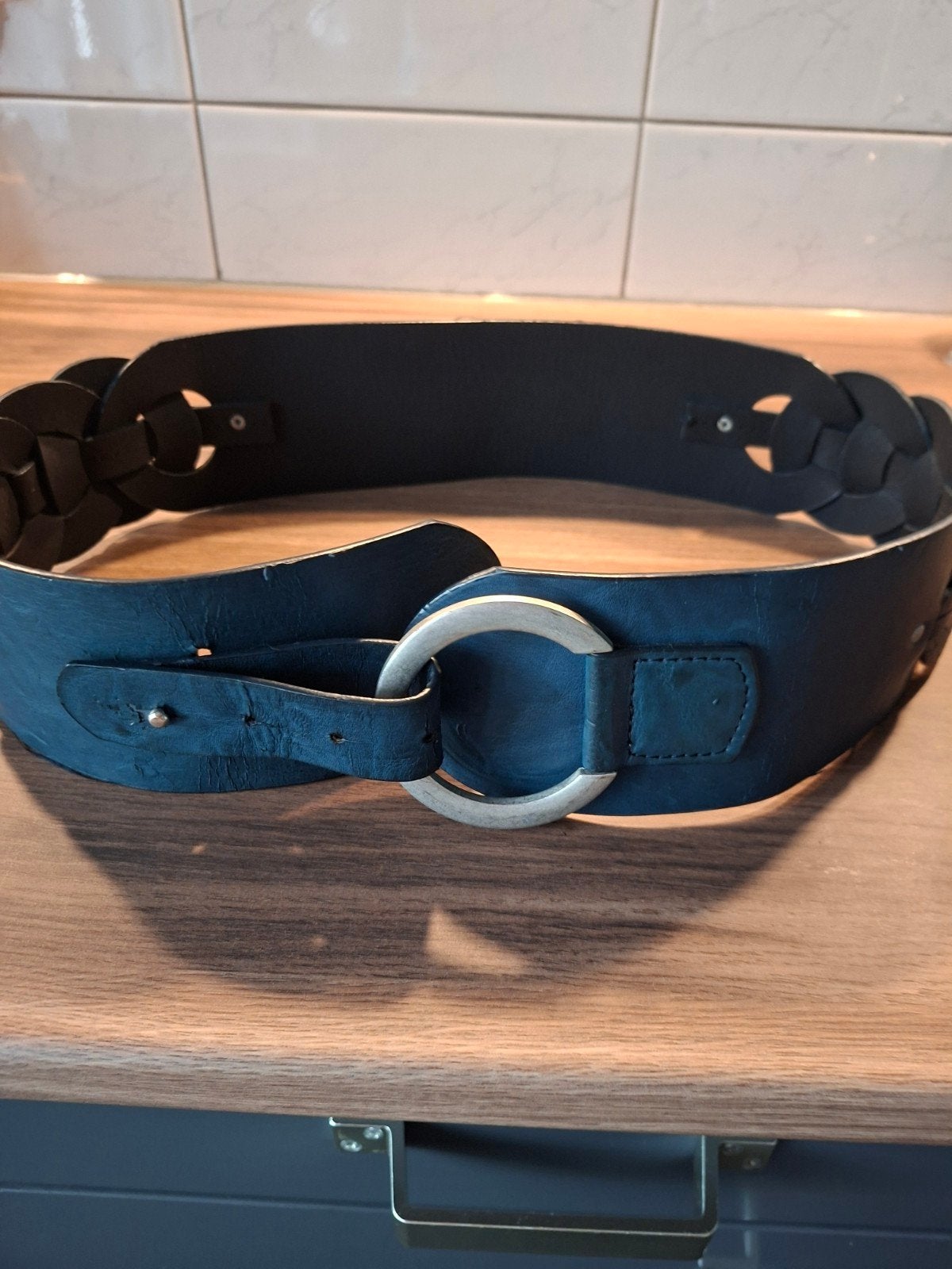 mooie donkerblauwe riem 95 cm, Ophalen of Verzenden, Zo goed als nieuw, Overige kleuren, 90 tot 100 cm