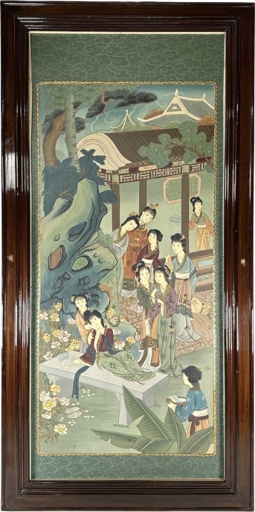 712. Schilderij – vrouwen in paviljoen, China, 20e eeuw, Ophalen