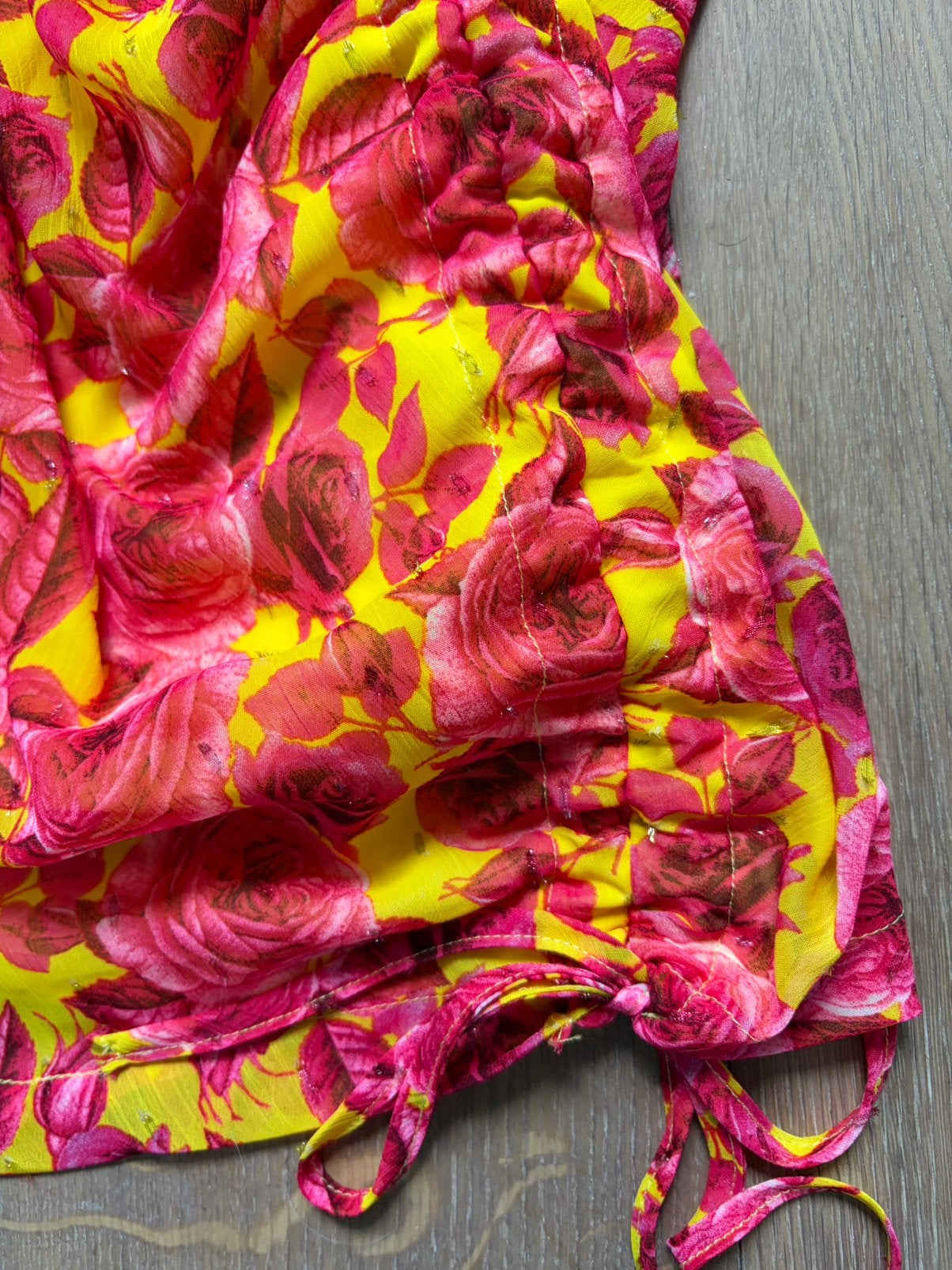 DENNY ROSE offshoulder jurk geel/roze mt 36, 38, 40 en 42, Italie, -, Verzenden, Nieuw