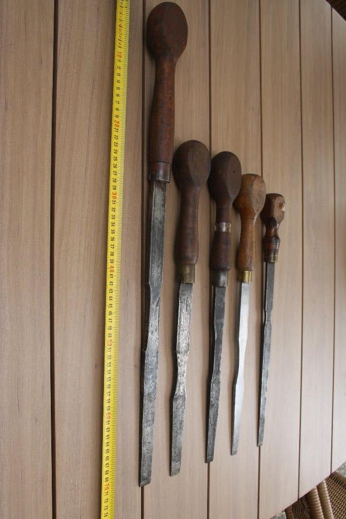 Engelse gigantische antieke schroevendraaiers 48 tot 70 cm !, Ophalen of Verzenden