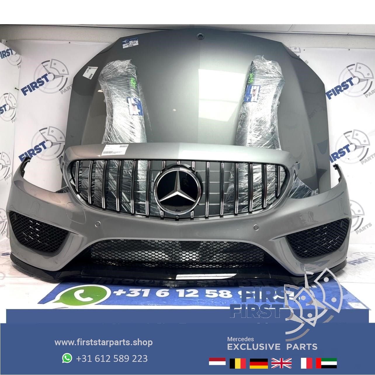 W205 C43 AMG Voorkop Mercedes C Klasse 2014-2019 DONKER GRIJ, Gebruikt, -, Voor, Ophalen of Verzenden