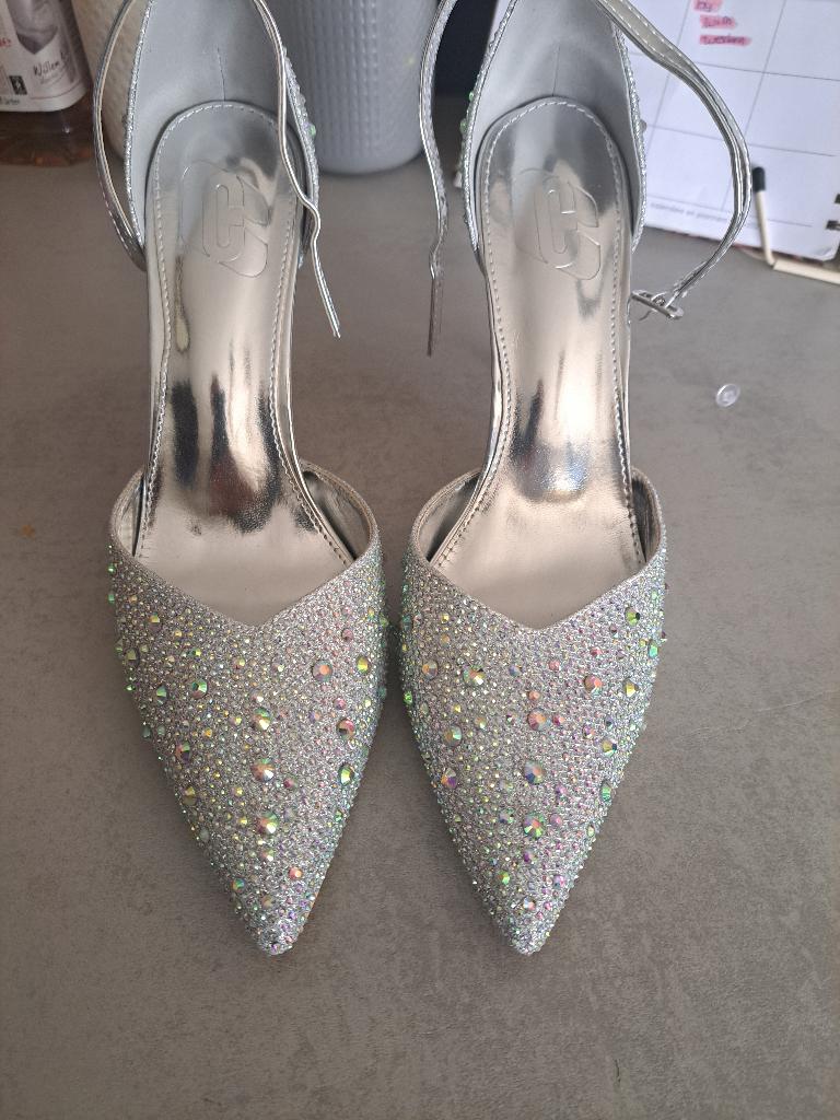 Glitter schoenen met hak, Ophalen, Wit, Nieuw, Schoenen met hoge hakken