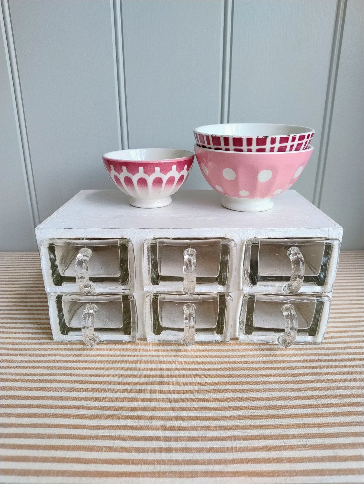 Prachtig! Origineel vintage ladekastje glas, Ophalen of Verzenden