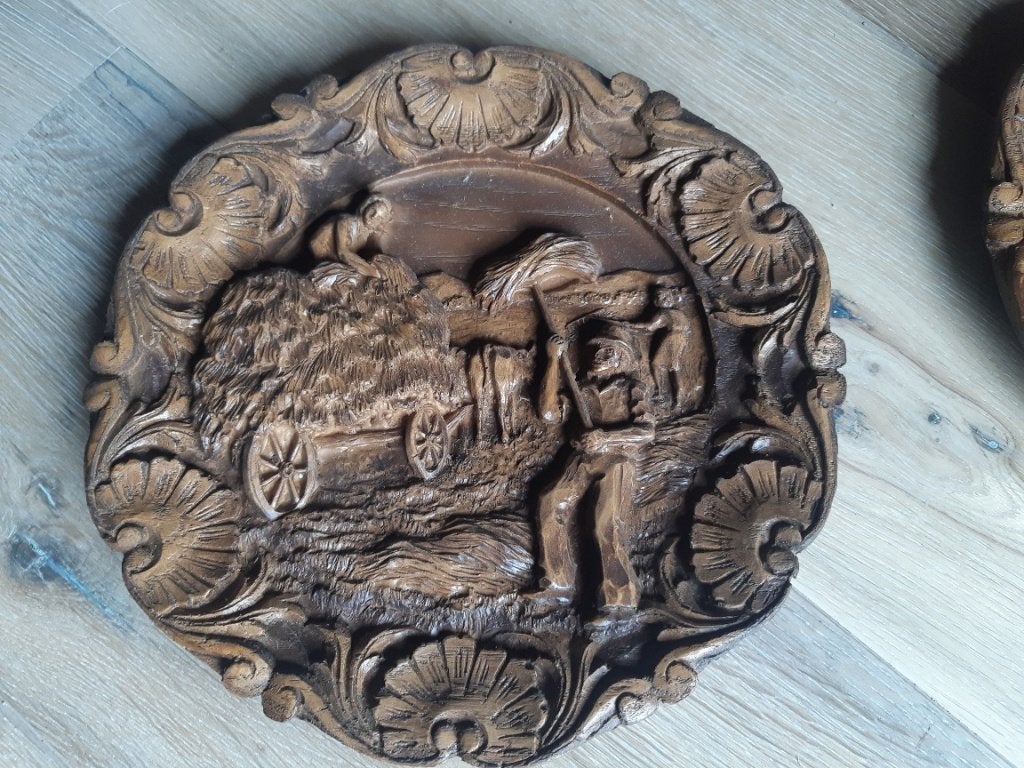 houten wandborden boer met paard, Ophalen of Verzenden