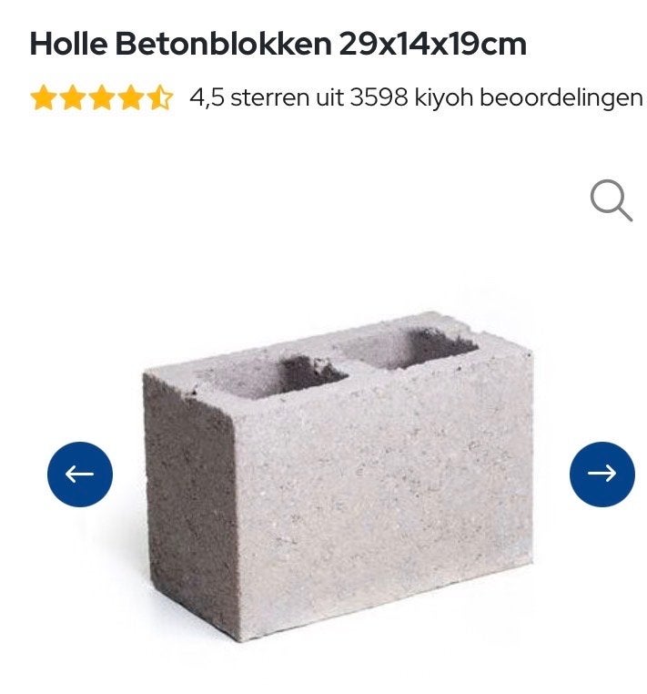 15 Holle Betonblokkeng GEVRAAG 29x14x19cm, Ophalen of Verzenden, Gebruikt