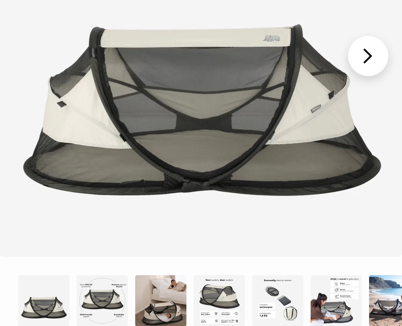 Deryan Baby Luxe Reisbedje (cream) met 3D Welcool Matras, Kinderen en Baby's, Ophalen of Verzenden, Zo goed als nieuw, Reisbedje