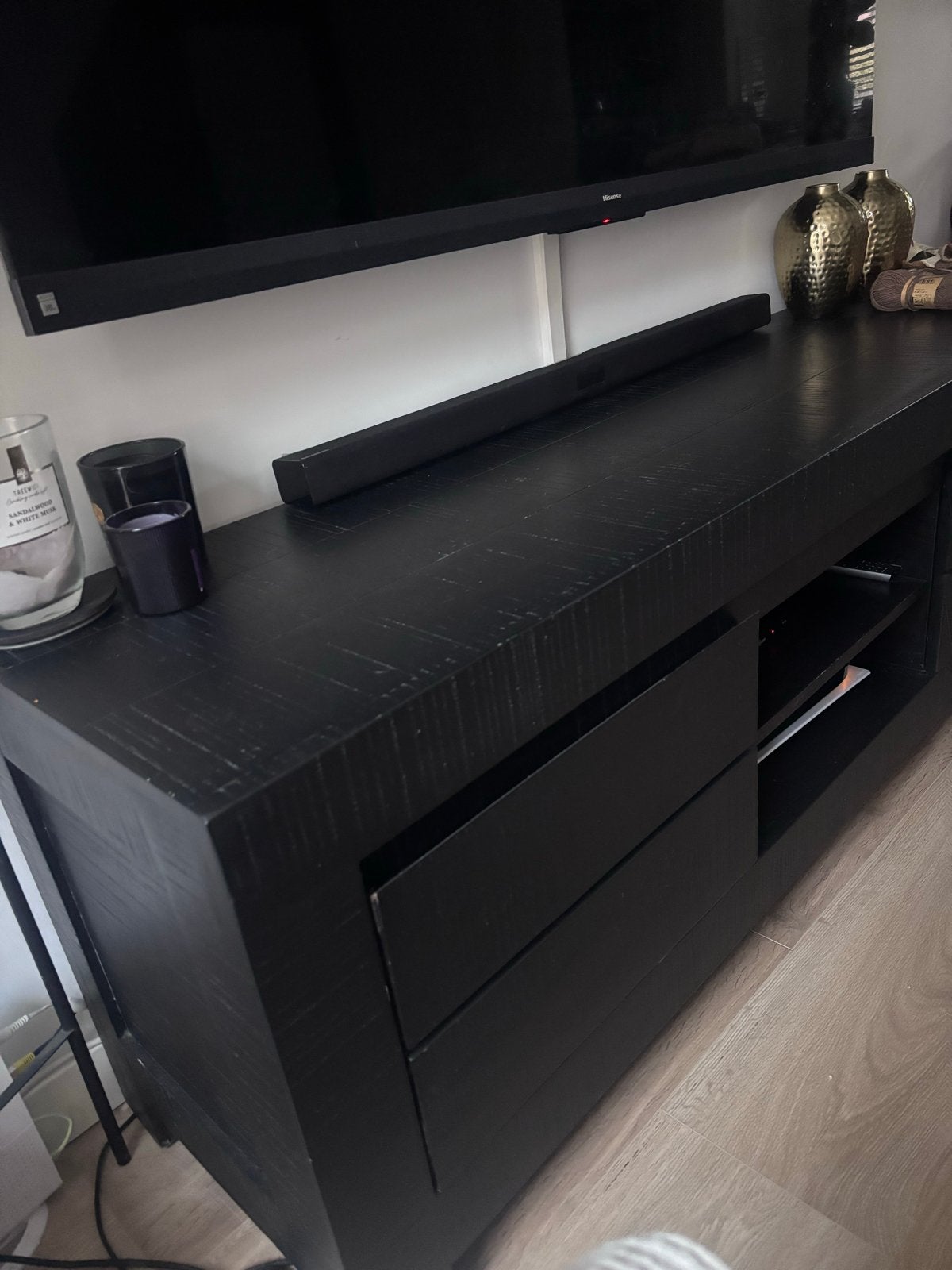 Zwart TV Meubel - 170cm breed, 45cm diep, 60cm hoog, Ophalen, Gebruikt, 150 tot 200 cm, Minder dan 100 cm
