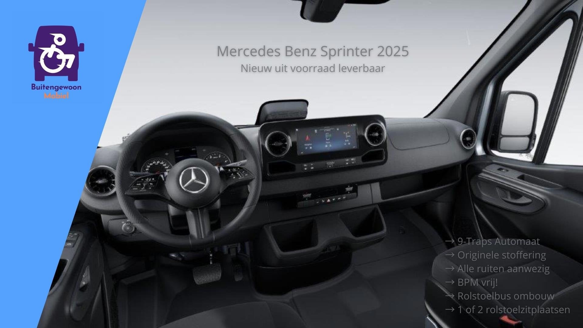 Mercedes-Benz Sprinter NIEUW Rolstoelbus Automaat Airco | 31, Auto's, Automaat, Zwart, 4 cilinders, Verwarmde buitenspiegels
