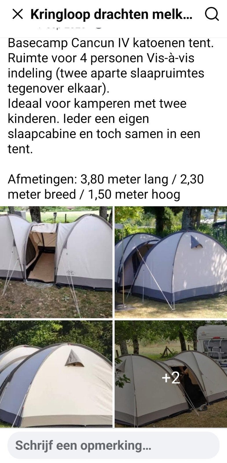 tent beige max 4 personen, Ophalen, Overige instrumenten