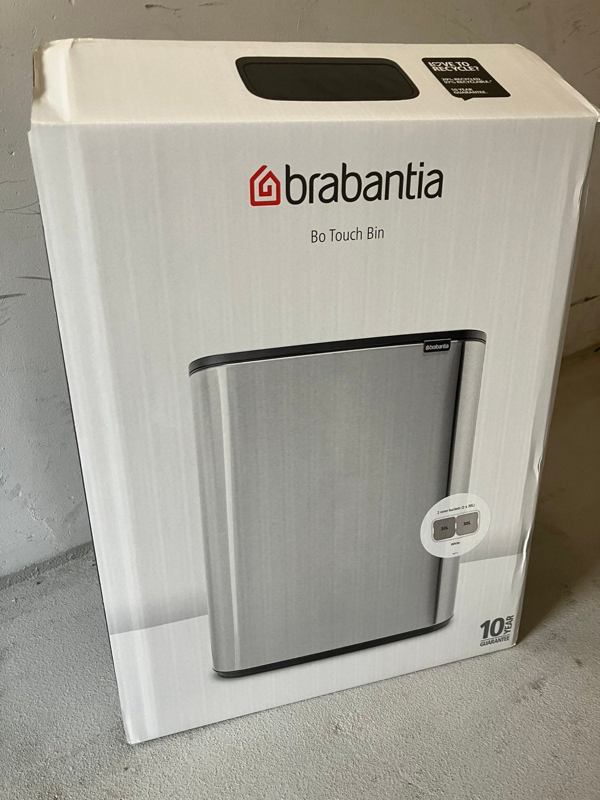 Brabantia Bo Touch Bin 30/30 60 liter totaal Nieuw in doos, 40 liter of meer, Ophalen, Nieuw, Metaal