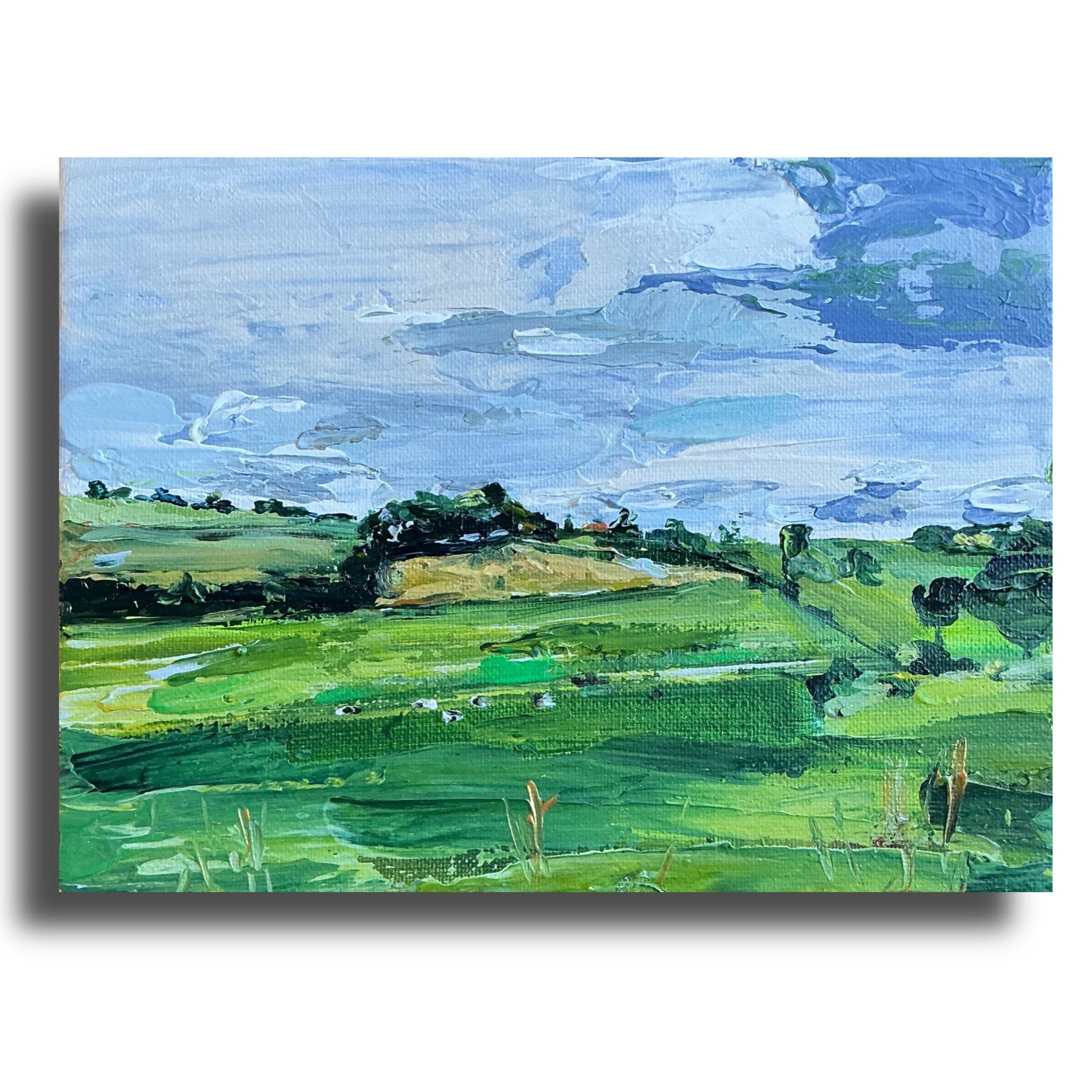 Op weg naar huis ~ kleintje kunst ~ atelier ~ landschap, Ophalen of Verzenden, Nieuw, Minder dan 50 cm, Schilderij