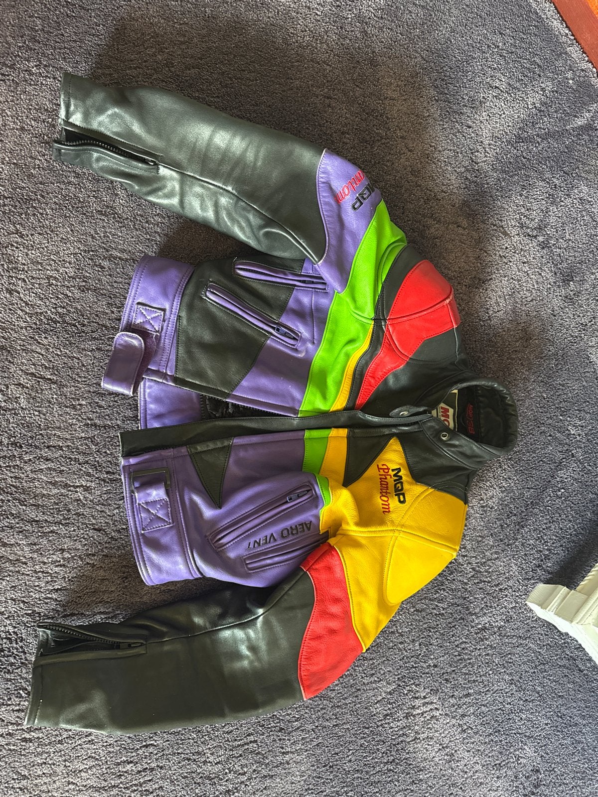 MQP Phantom Leren Motorjas - Kleurrijk & Beschermend, Ophalen of Verzenden, Tweedehands, Kinderen, Jas | leer