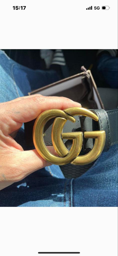 Gucci riem dames z.g.a.n. met logo-gesp, 90 tot 100 cm, Ophalen of Verzenden, Zo goed als nieuw, Echt leder
