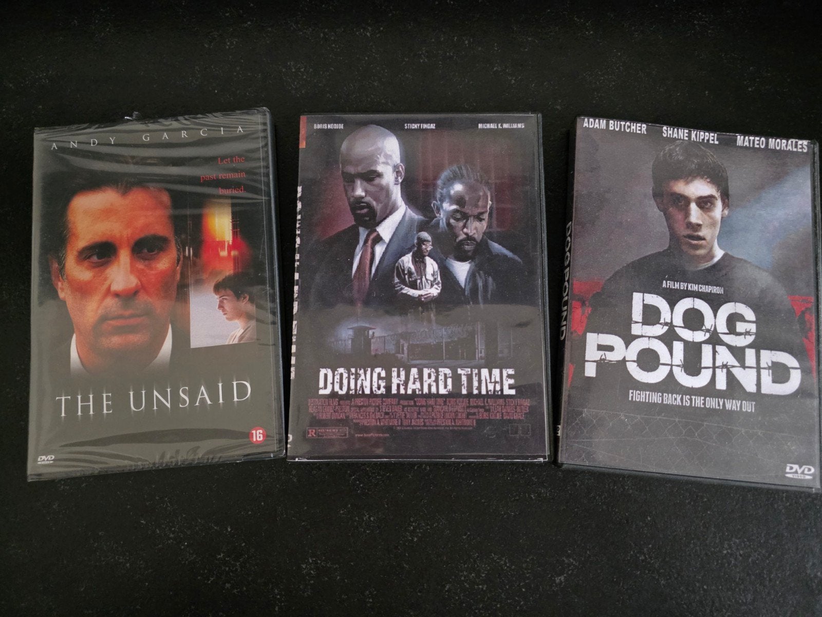 3 DVD'S: The Unsaid, Doing Hard Time, Dog Pound, Vanaf 16 jaar, Ophalen, Zo goed als nieuw