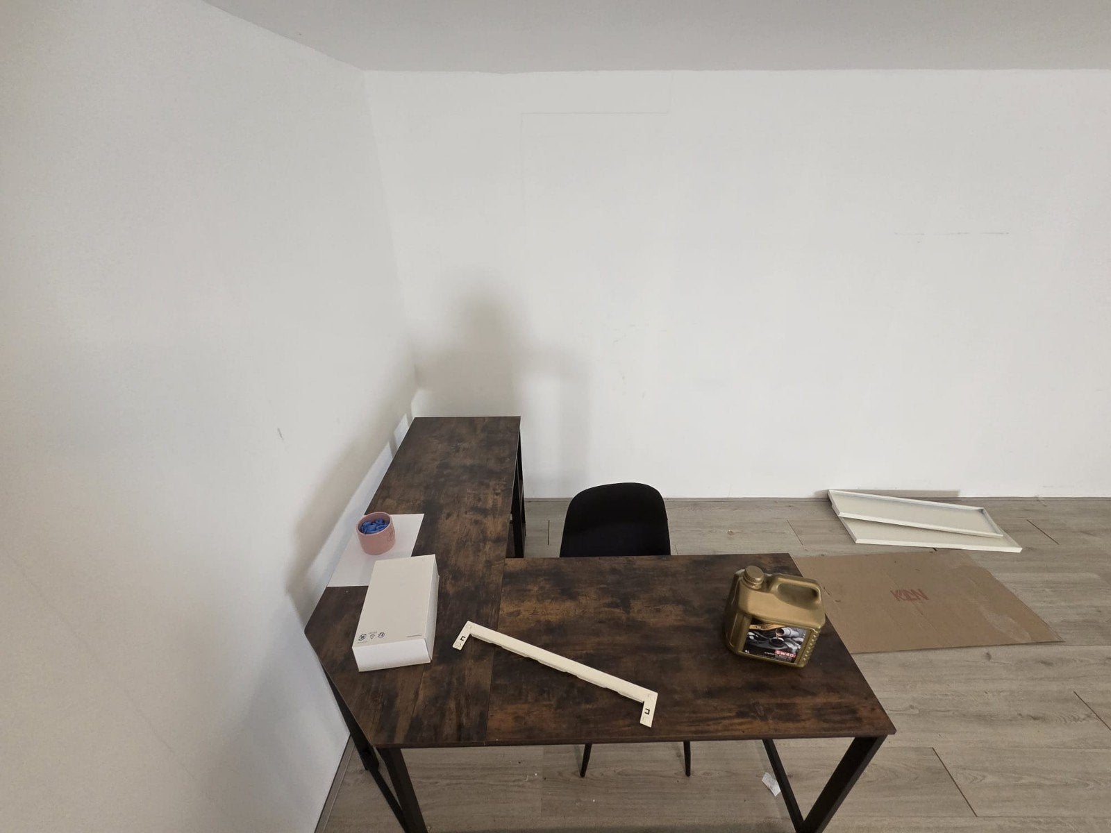 Hoekbureau in industriële stijl, Ophalen, Hout, Hoekbureau, Bruin