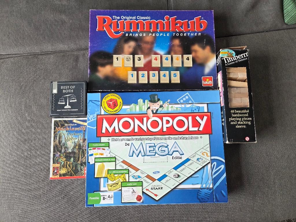 Partij bordspellen (Monopoly Machiavelli Jenga Rummikub), Nieuw, Ophalen of Verzenden, Vijf spelers of meer, 999 Games