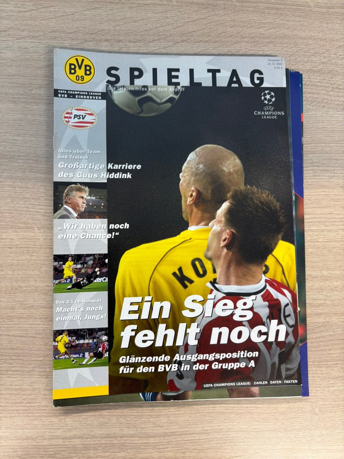 Programmaboekje Borussia Dortmund - PSV Eindhoven, Ophalen of Verzenden, Zo goed als nieuw, PSV, Boek of Tijdschrift