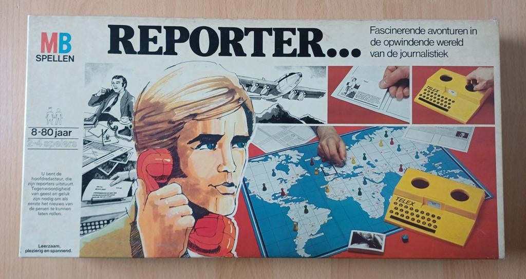 Vintage MB bordspel Reporter uit 1976, Drie of vier spelers, Ophalen of Verzenden, Gebruikt, MB Spellen
