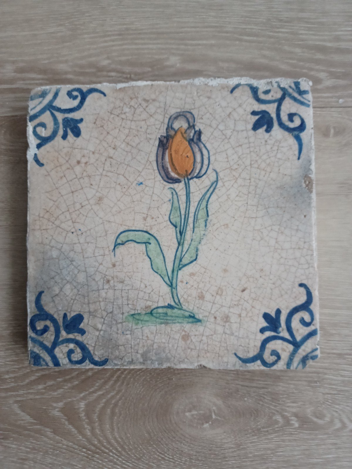 Antieke 17e Eeuwse TULP-tegel, Antiek en Kunst, Ophalen of Verzenden