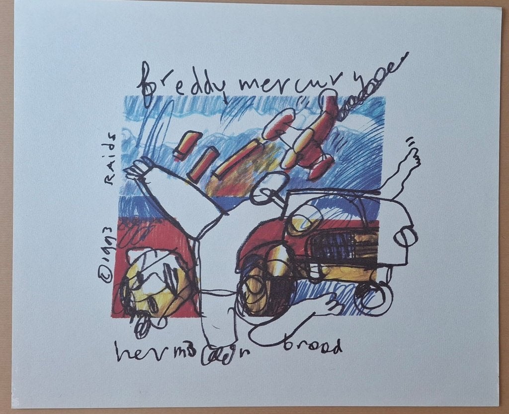 Herman Brood - Freddie Mercury Queen - Pop Series 1993, Gesigneerd in de plaat, Ophalen of Verzenden, Portret en Figuren