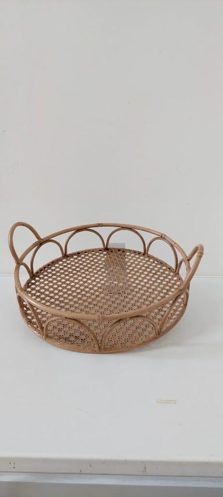 Vintage decoratief Dienblad Bamboe Look, Eu, Eu, Rond, Ophalen of Verzenden