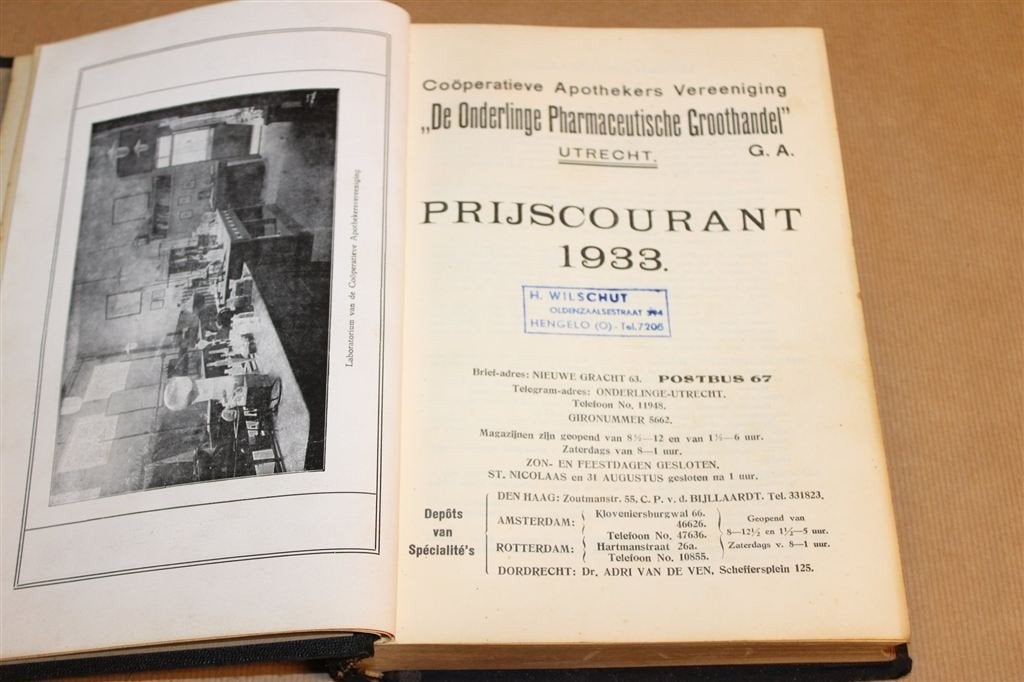 Prijscourant 1933 — Apothekers Groothandel — Zeldzaam, Ophalen of Verzenden, Gelezen